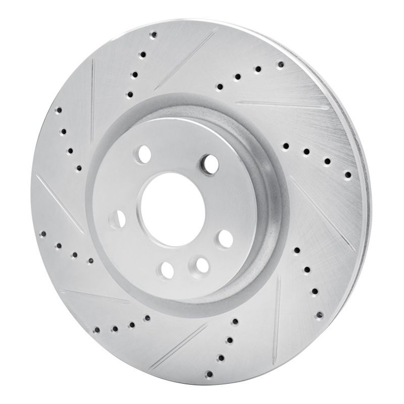 Jaguar E-Pace Brake Rotor (1) - Front Left - R1 Concepts - Drilled & Slotted - Silver - `15-`19